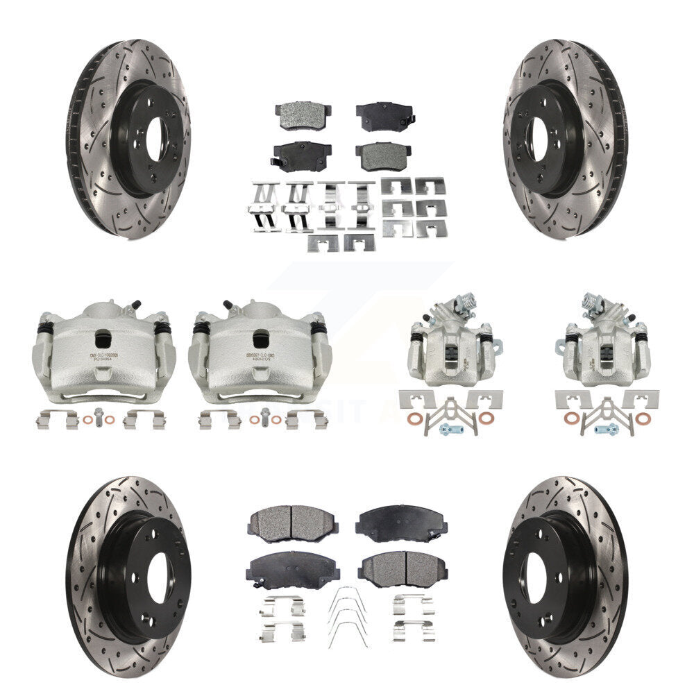 Kit de plaquettes semi-métalliques pour étrier de frein avant et arrière, Rotors à fentes, pour Honda Civi