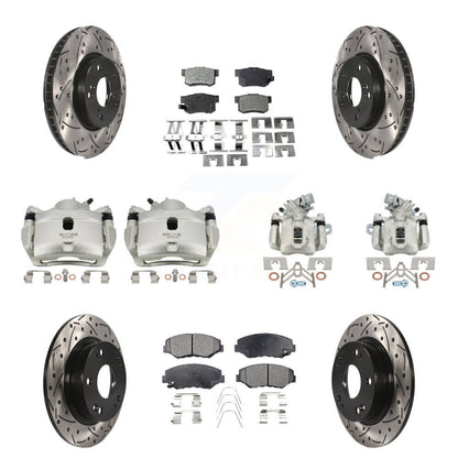 Kit de plaquettes semi-métalliques pour étrier de frein avant et arrière, Rotors à fentes, pour Honda Civi
