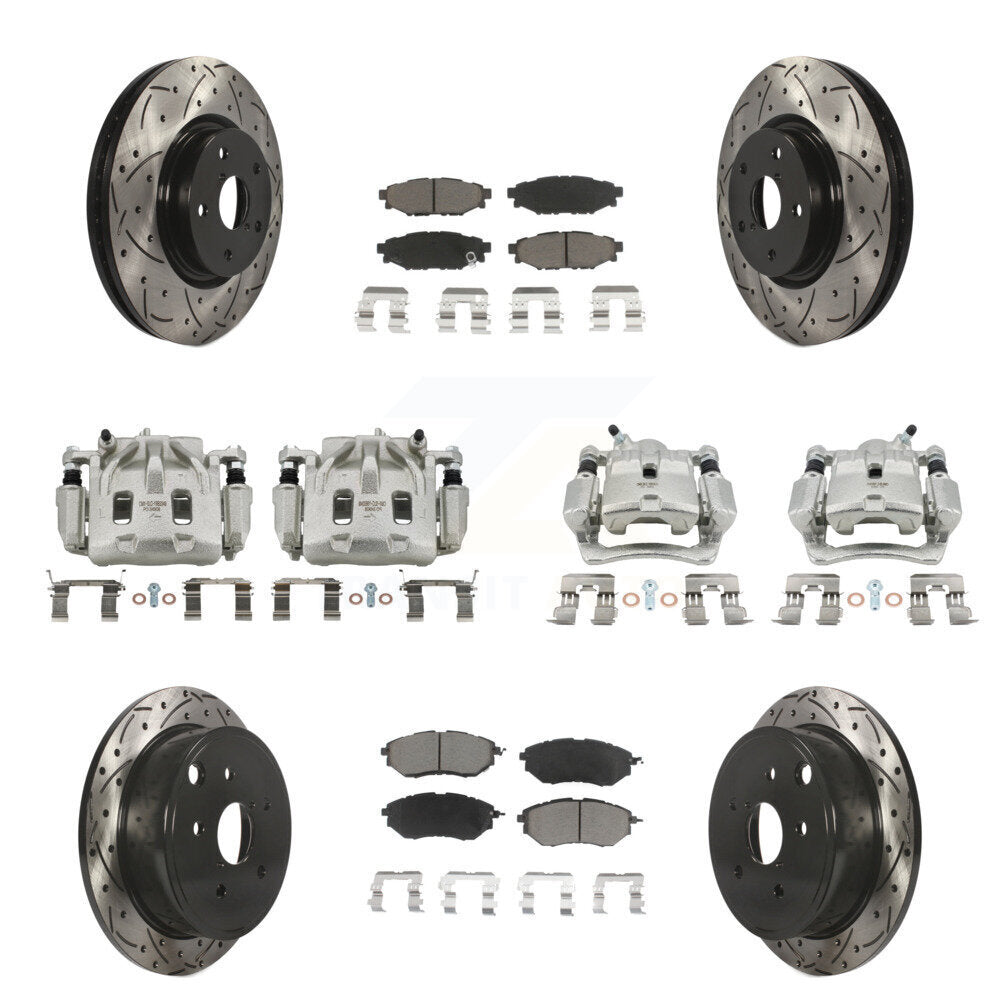 Kit de plaquettes en céramique pour étriers de frein avant et arrière, Rotors à fentes (10 pièces) pour Subaru WR