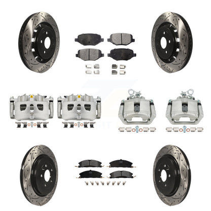 Kit de plaquettes semi-métalliques pour étriers de frein avant et arrière, Rotors à fentes (10 pièces) pour