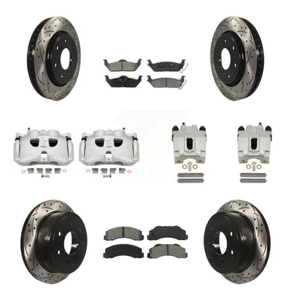 Étrier de frein avant et arrière, Rotor à fente percé, Kit de plaquettes semi-métalliques pour Ford F-15