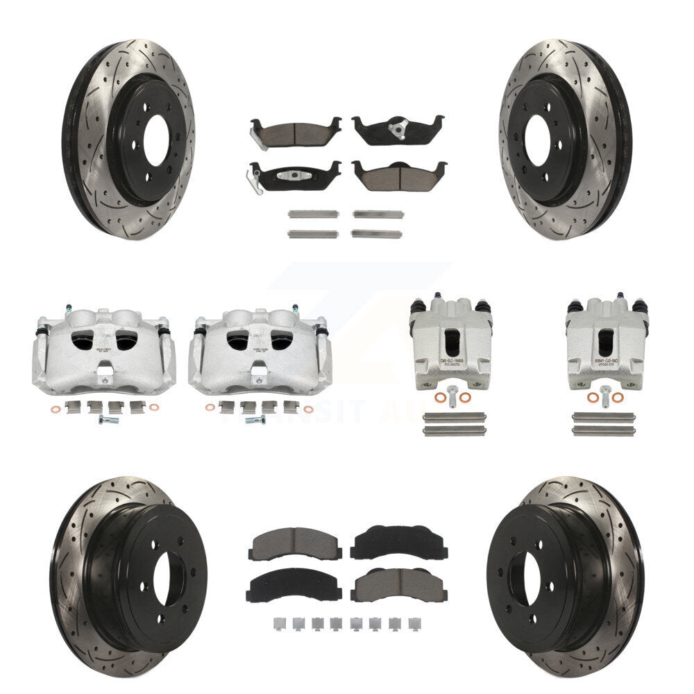 Kit de plaquettes en céramique pour étriers de frein avant et arrière, Rotors à fentes (10 pièces) pour Ford F-15
