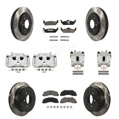 Kit de plaquettes en céramique pour étriers de frein avant et arrière, Rotors à fentes (10 pièces) pour Ford F-15