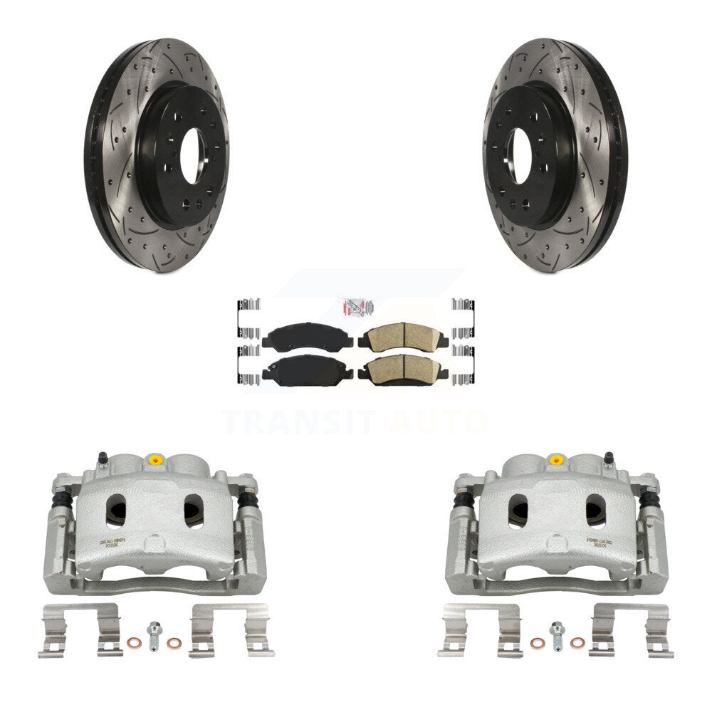 Kit de plaquettes en céramique de Rotor de fente de foret d'étrier de frein avant pour Chevrolet GMC Silverad