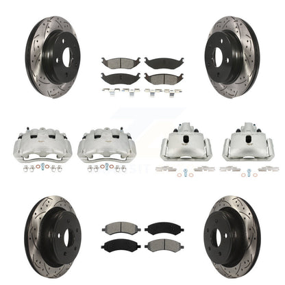 Étrier enduit de frein à disque avant et arrière, Rotors à fente, Kit de plaquettes semi-métalliques pour