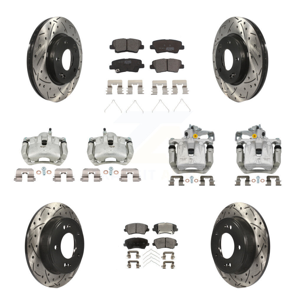 Kit de plaquettes en céramique pour étriers de frein avant et arrière, Rotors à fentes (10 pièces) pour Hyundai G