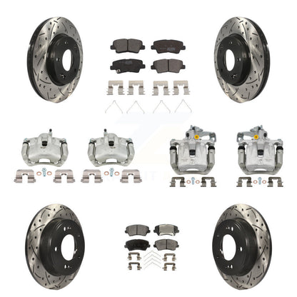 Kit de plaquettes en céramique pour étriers de frein avant et arrière, Rotors à fentes (10 pièces) pour Hyundai G