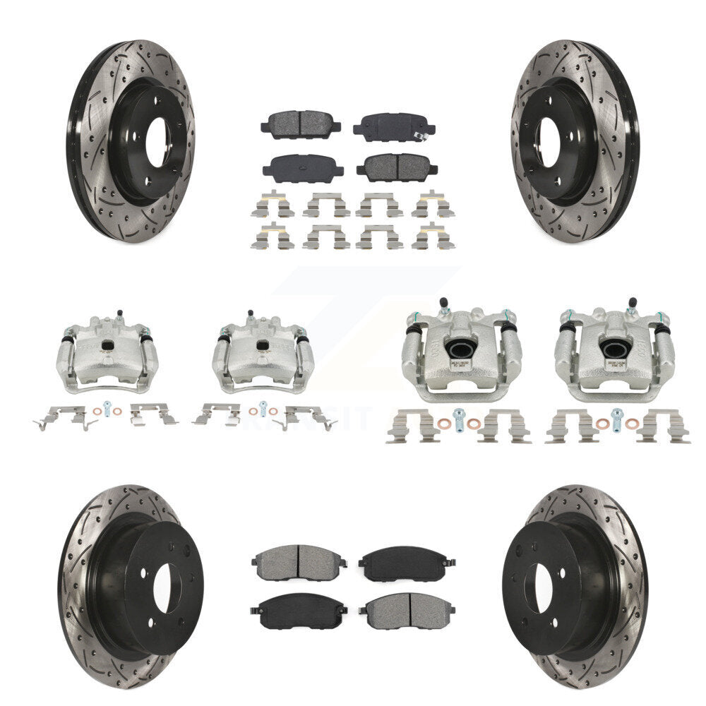 Étrier enduit de frein à disque avant et arrière, Rotors à fente, Kit de plaquettes semi-métalliques pour
