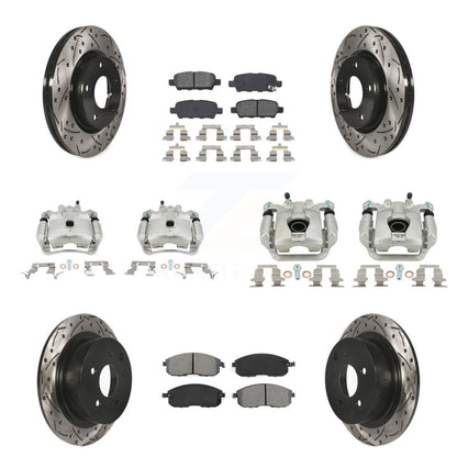 Étrier enduit de frein à disque avant et arrière, Rotors à fente, Kit de plaquettes semi-métalliques pour