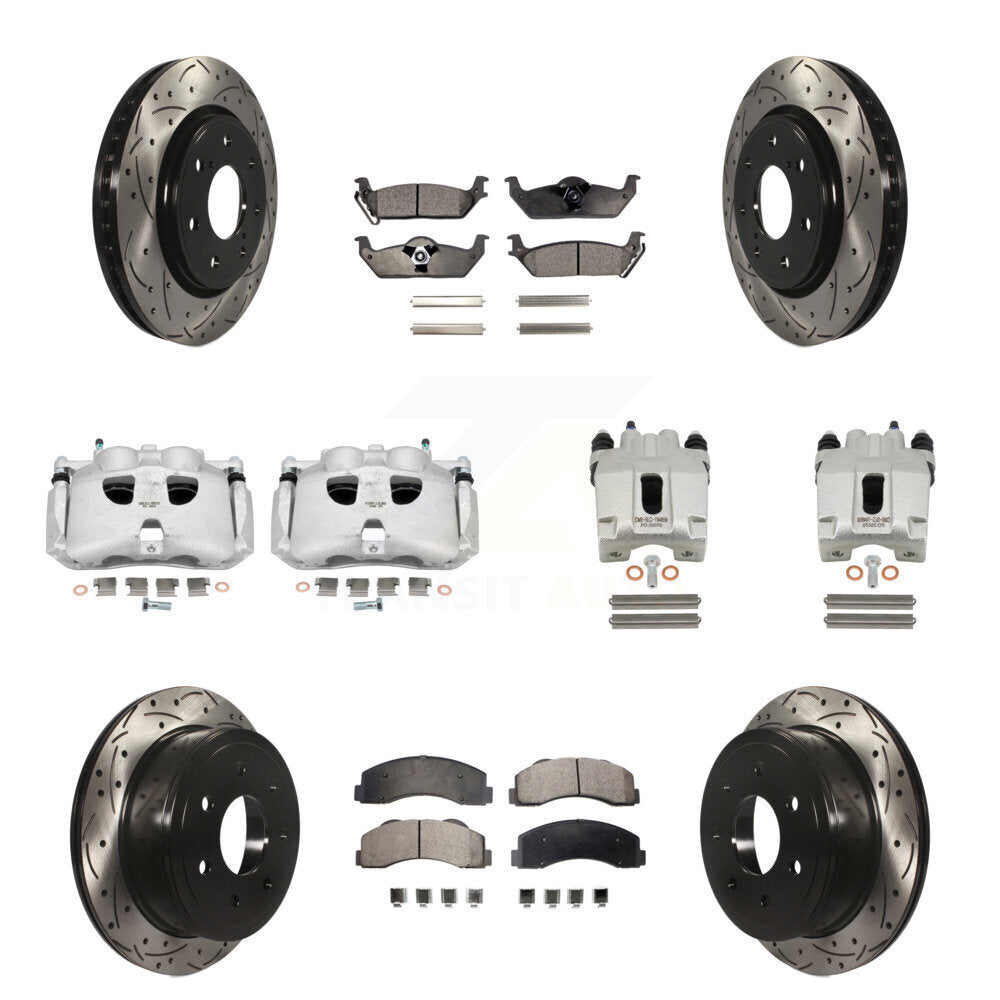Étrier de frein avant et arrière, Rotor à fente percé, Kit de plaquettes semi-métalliques pour Ford F-15