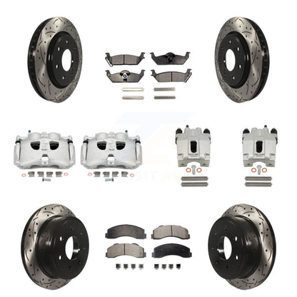 Étrier de frein avant et arrière, Rotor à fente percé, Kit de plaquettes semi-métalliques pour Ford F-15