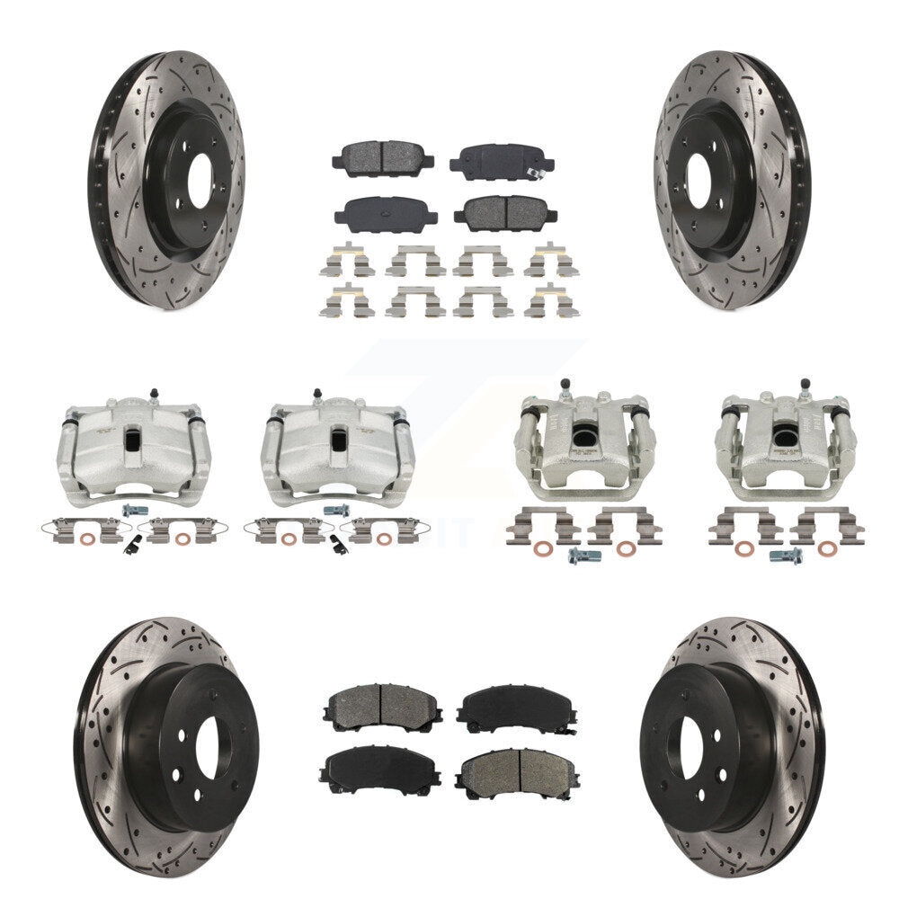 Kit de plaquettes semi-métalliques de Rotor de fente d'étrier de frein avant et arrière pour Nissan Rogu