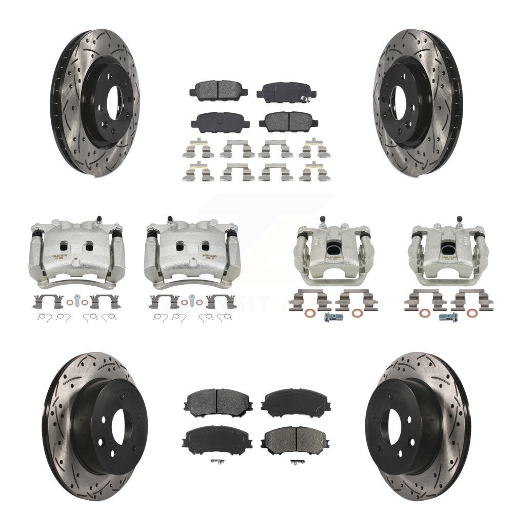 Kit de plaquettes semi-métalliques de Rotor de fente d'étrier de frein avant et arrière pour Nissan Rogu