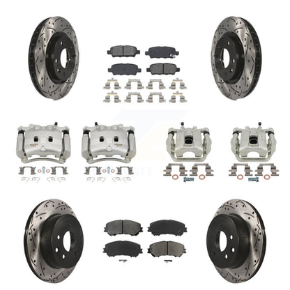 Kit de plaquettes semi-métalliques de Rotor de fente d'étrier de frein avant et arrière pour Nissan Rogu