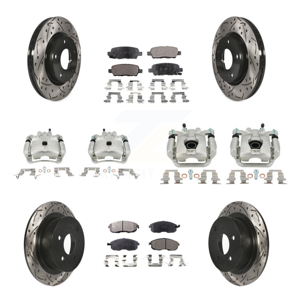 Étrier enduit de frein à disque avant et arrière, Rotors à fente, Kit de plaquettes semi-métalliques pour