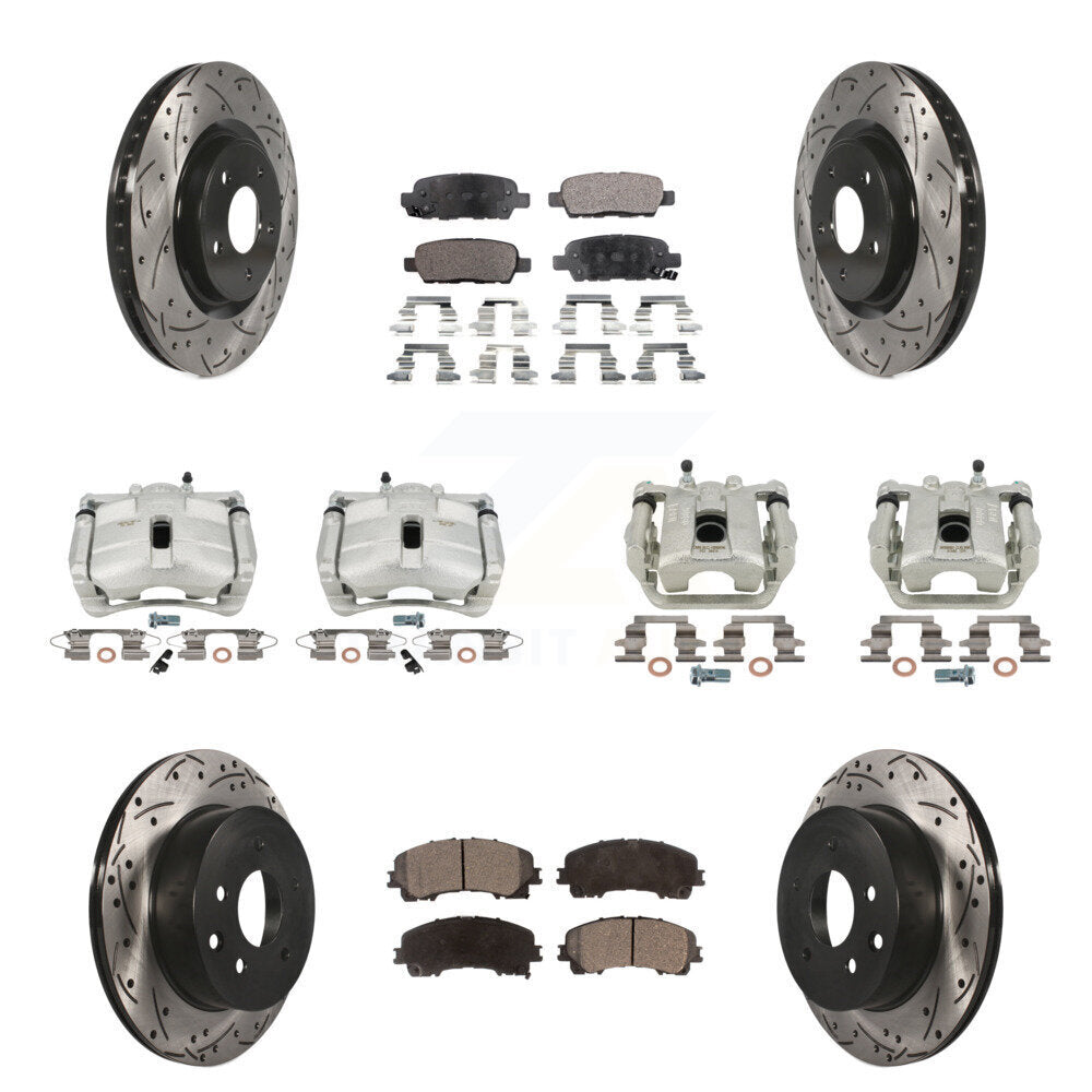 Kit de plaquettes semi-métalliques de Rotor de fente d'étrier de frein avant et arrière pour Nissan Rogu