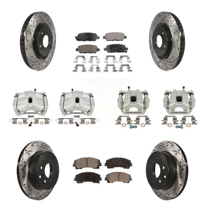 Kit de plaquettes semi-métalliques de Rotor de fente d'étrier de frein avant et arrière pour Nissan Rogu