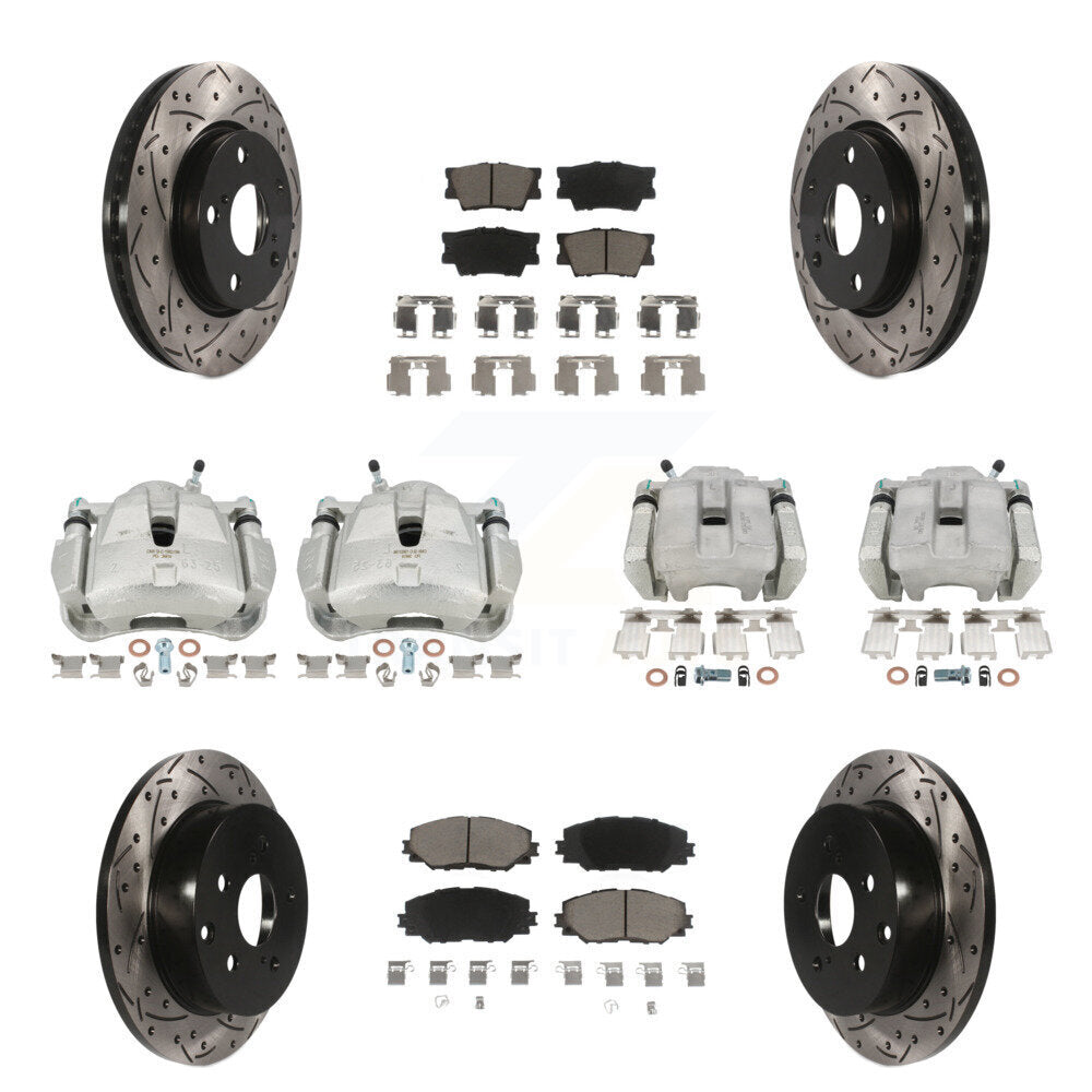 Kit de plaquettes en céramique de Rotor de fente d'étrier de frein avant et arrière (10 pièces) pour Toyota RAV