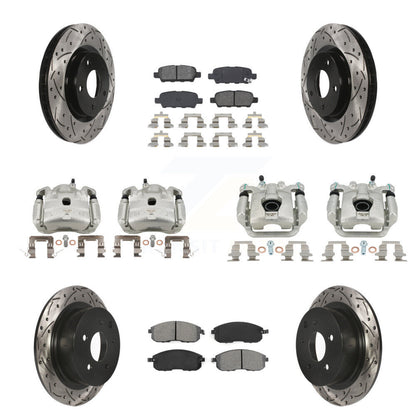 Étrier enduit de frein à disque avant et arrière, Rotors à fente, Kit de plaquettes semi-métalliques pour