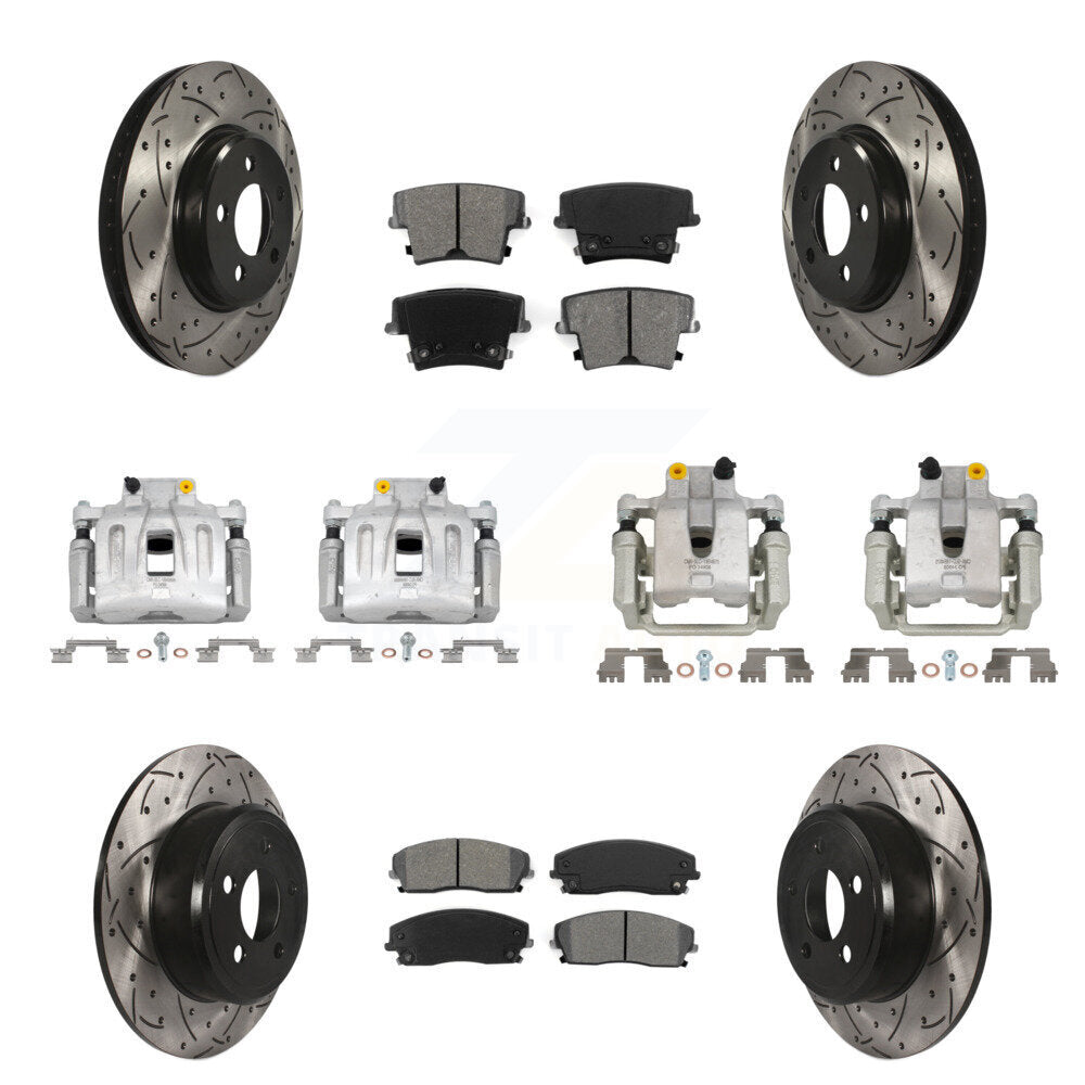 Kit de plaquettes semi-métalliques pour étrier de frein avant et arrière, Rotor à fente percé (10 pièces) pour 30