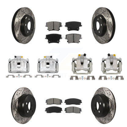 Kit de plaquettes semi-métalliques pour étrier de frein avant et arrière, Rotor à fente percé (10 pièces) pour 30