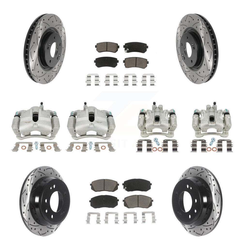 Kit de plaquettes en céramique pour perceuse à étrier de frein avant et arrière, Rotors fendus, pour Hyundai Tucso
