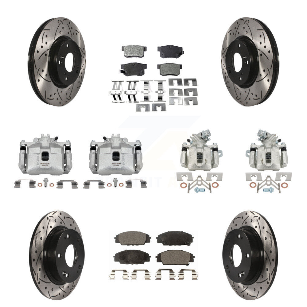 Kit de plaquettes semi-métalliques pour étrier de frein avant et arrière, Rotors à fentes, pour Honda Civi