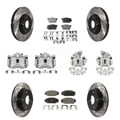 Kit de plaquettes semi-métalliques pour étrier de frein avant et arrière, Rotors à fentes, pour Honda Civi