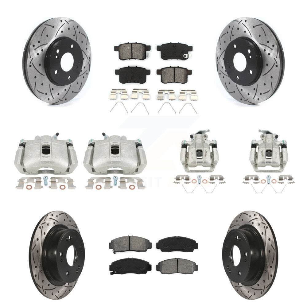 Kit de plaquettes semi-métalliques de Rotor de fente d'étrier de frein avant et arrière (10 pièces) pour Hond