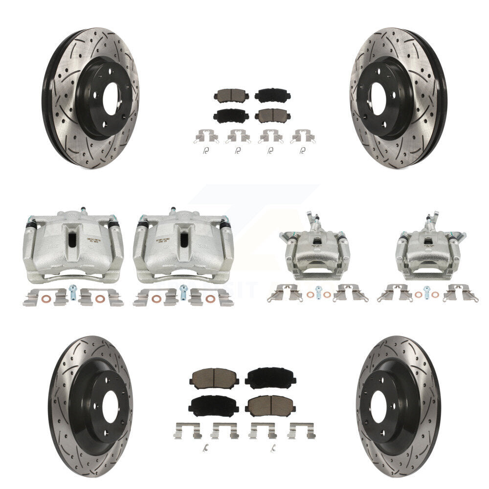 Kit de plaquettes en céramique pour étrier de frein avant et arrière, Rotors à fentes (10 pièces) pour Mazda CX-
