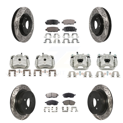 Étrier enduit de frein à disque avant et arrière, Rotors à fente, Kit de plaquettes semi-métalliques pour