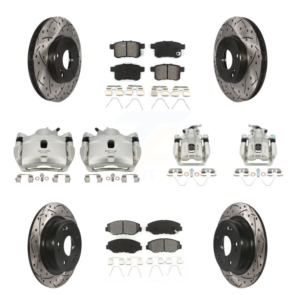 Kit de plaquettes semi-métalliques de Rotor de fente d'étrier de frein avant et arrière pour Honda Accor