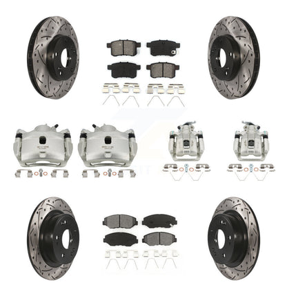 Kit de plaquettes semi-métalliques de Rotor de fente d'étrier de frein avant et arrière pour Honda Accor