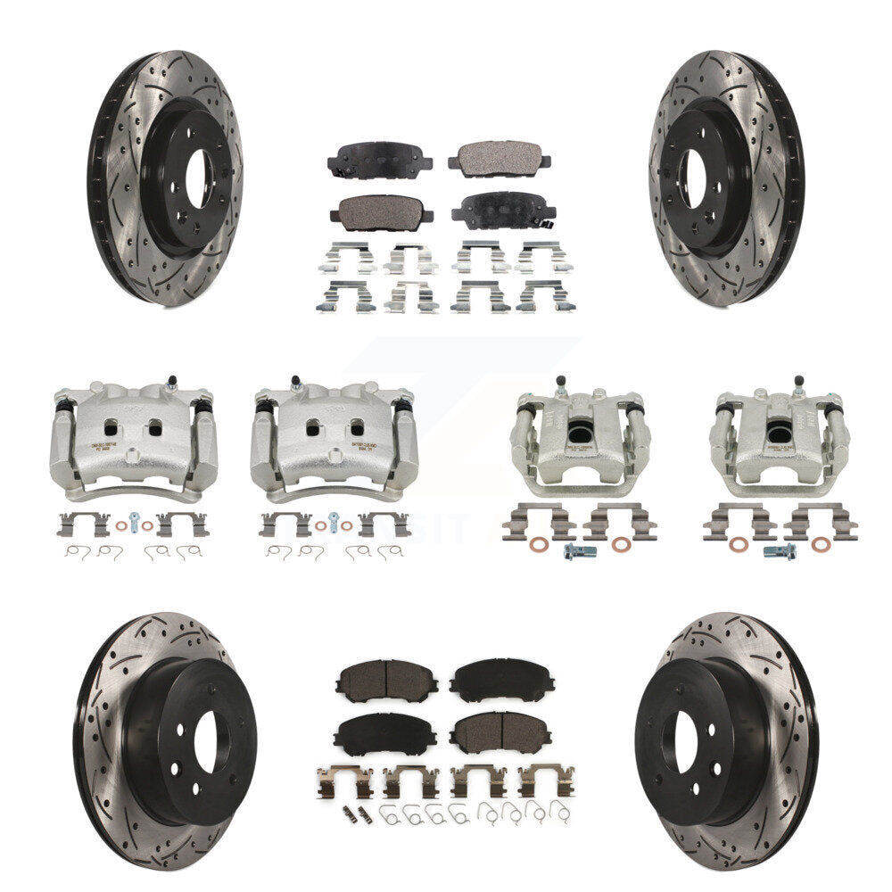 Kit de plaquettes en céramique pour Nissan Rogu, étrier de frein avant et arrière, fentes de perçage, Rotors
