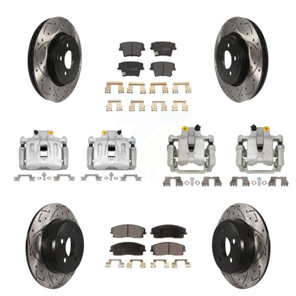 Étrier enduit de frein à disque avant et arrière, Rotors à fente, Kit de plaquettes semi-métalliques pour