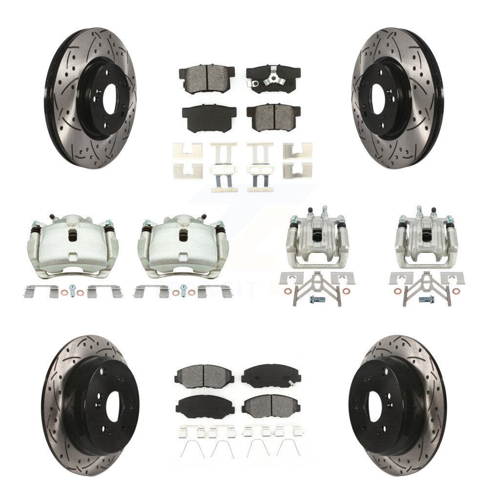 Étrier de frein avant et arrière, Rotor à fente percé, Kit de plaquettes semi-métalliques pour Honda CR-
