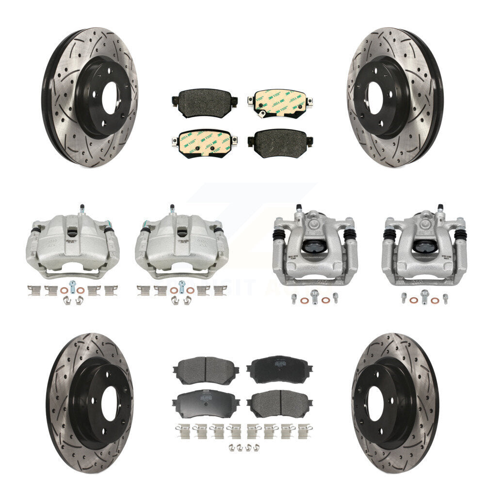 Kit de plaquettes semi-métalliques de Rotor de fente de foret d'étrier de manteau de frein avant et arrière pour Mazda