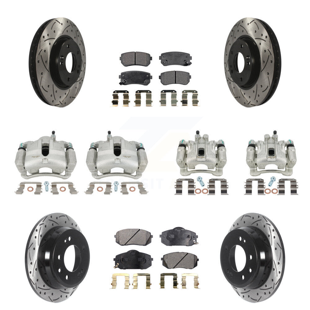 Kit de plaquettes en céramique pour étrier de frein avant et arrière, Rotor à fente (10 pièces) pour Hyundai Ki