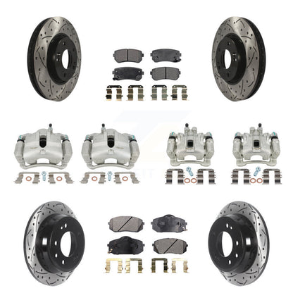 Kit de plaquettes en céramique pour étrier de frein avant et arrière, Rotor à fente (10 pièces) pour Hyundai Ki