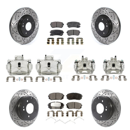 Étrier enduit de frein à disque avant et arrière, Rotors à fente, Kit de plaquettes semi-métalliques pour