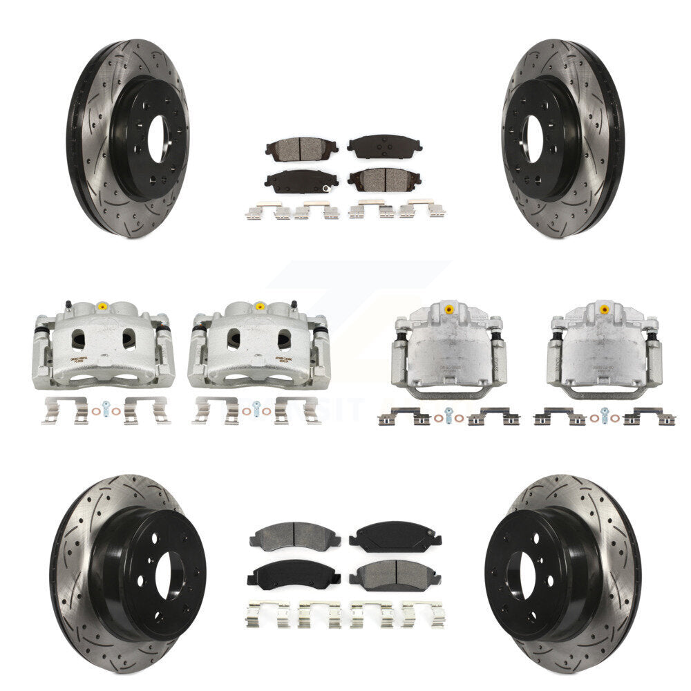 Kit de plaquettes semi-métalliques pour étrier de frein avant et arrière, Rotor à fente percé (10 pièces) pour GM
