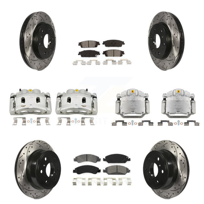Kit de plaquettes semi-métalliques pour étrier de frein avant et arrière, Rotor à fente percé (10 pièces) pour GM