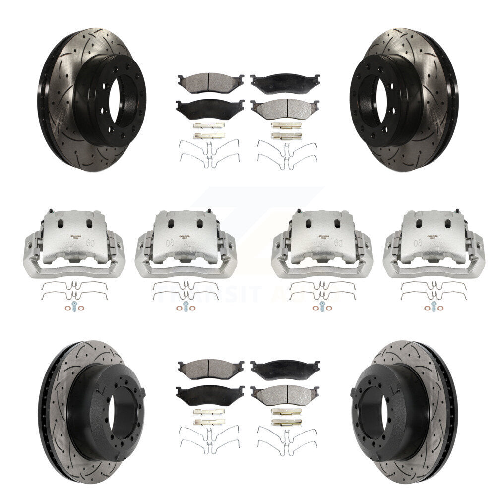 Kit de plaquettes en céramique pour étriers de frein avant et arrière, Rotors à fentes (10 pièces) pour Ford F-45