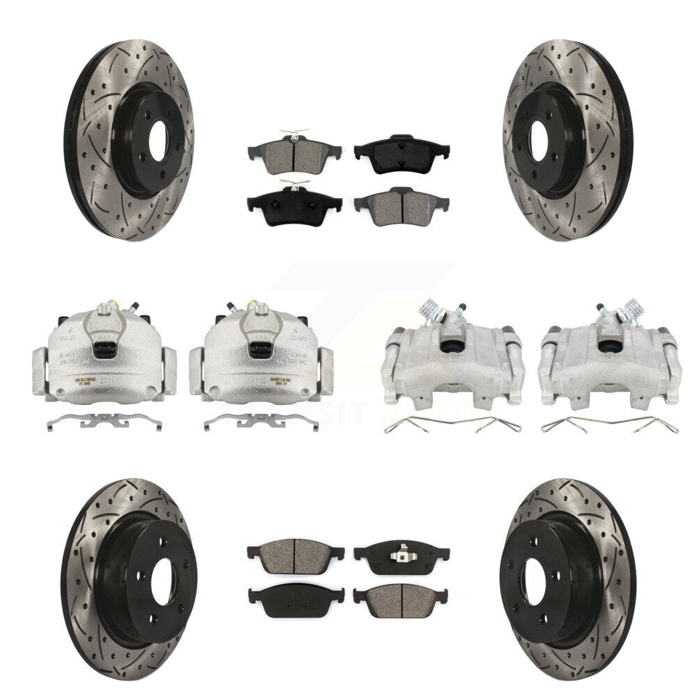Kit de plaquettes semi-métalliques pour étrier de frein avant et arrière, Rotors à fentes, pour Ford Escape