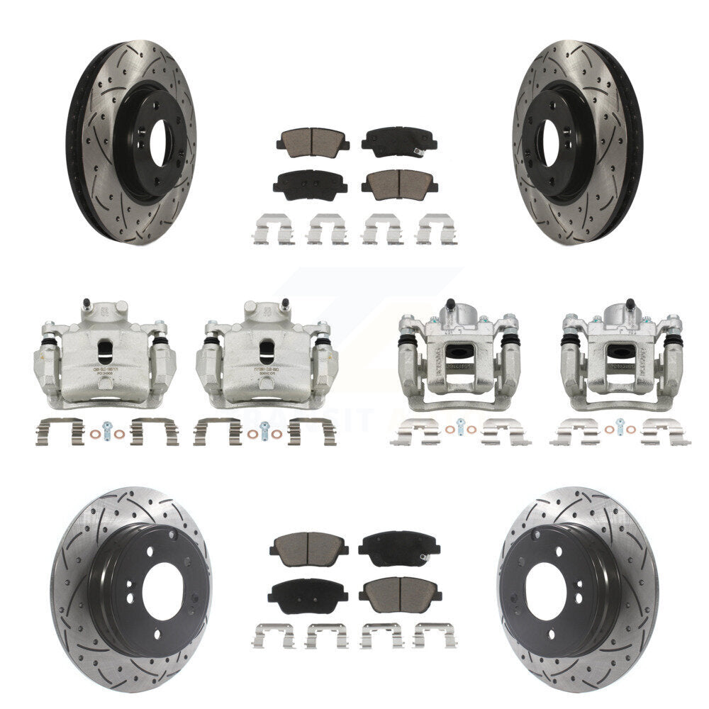 Kit de plaquettes en céramique pour perceuse à étrier de frein avant et arrière, Rotors fendus, pour Hyundai Sonat
