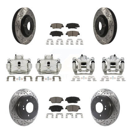 Kit de plaquettes en céramique pour perceuse à étrier de frein avant et arrière, Rotors fendus, pour Hyundai Sonat
