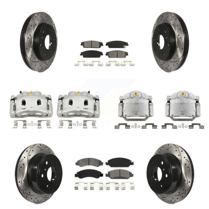 Kit de plaquettes semi-métalliques pour étrier de frein avant et arrière, Rotor à fente percé (10 pièces) pour GM