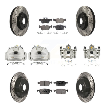 Kit de plaquettes semi-métalliques pour étriers de frein avant et arrière, Rotors à fentes (10 pièces) pour