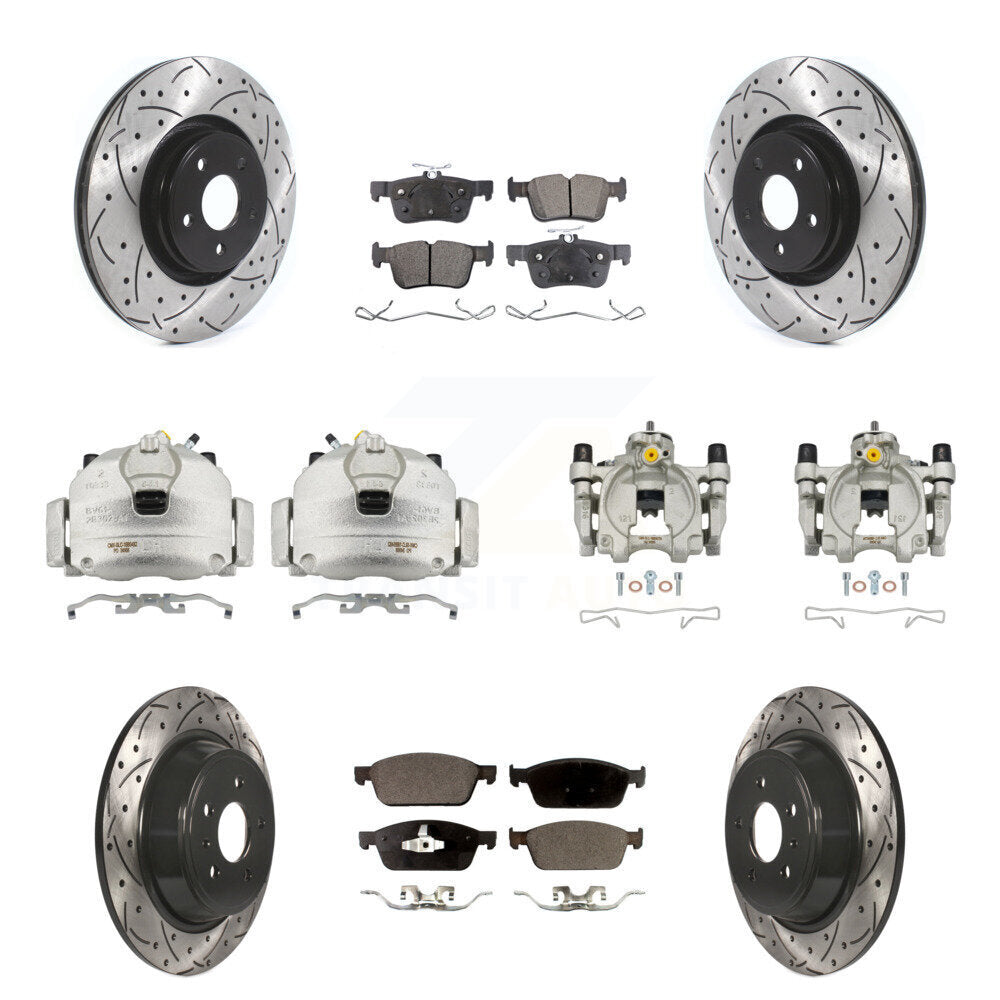 Kit de plaquettes semi-métalliques pour étrier de frein avant et arrière, Rotors à fentes, pour Lincoln MK