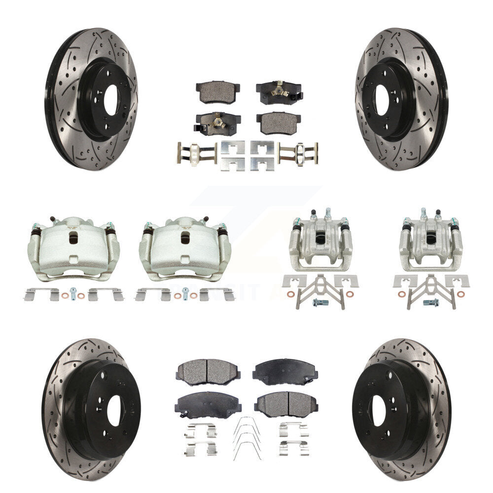 Kit de plaquettes en céramique pour étriers de frein avant et arrière, Rotors à fentes (10 pièces) pour Honda CR-